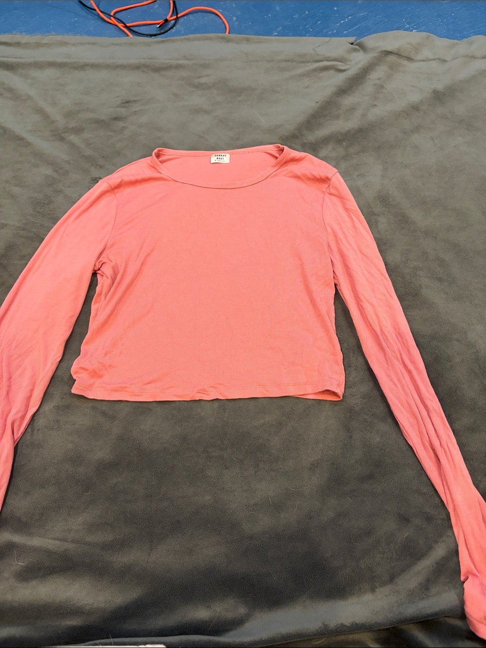 Aritzia Coral-Pink Long Sleeve Cropped Tee